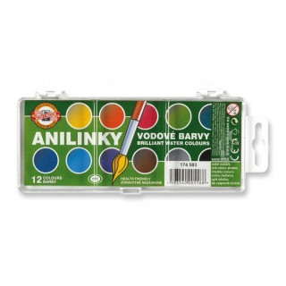 Vodové farby Anilinky Koh-i-noor (174 503), 12 farebné, 22,5mm