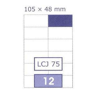 ETIKETY UNI 105x48,0 BIELE DATA LCJ 75,  100 hárkov, 1200 ks