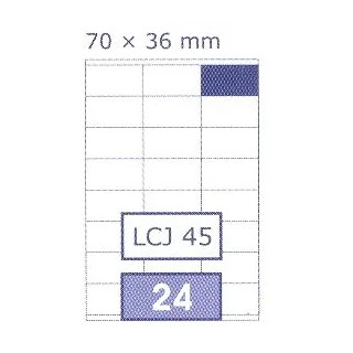 Samolepiace etikety UNI 70 mm x 36 mm biele DATA LCJ 45, 100 hárkov po 24 ks