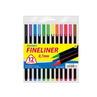 Linery 0,7 mm fineliner trojhranné 12 farieb v PVC