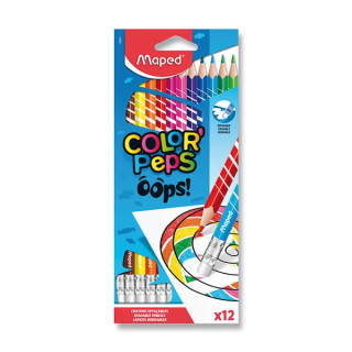 Farbičky MAPED Ooops s gumou 12 farebné