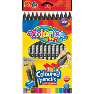 Trojhranné JUMBO farbičky s čiernym telom  so struhadlom 12 farieb