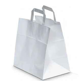 Biela papierová taška s plochou rúčkou 320 x 170 x 270 mm