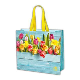 Textilná nákupná taška s motívom tulipány