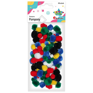 POM-POM guličky plyšové mix farieb a veľkostí 68 kusov